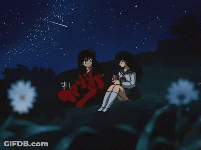 Starry Night Inuyasha And Kagome Anime GIF