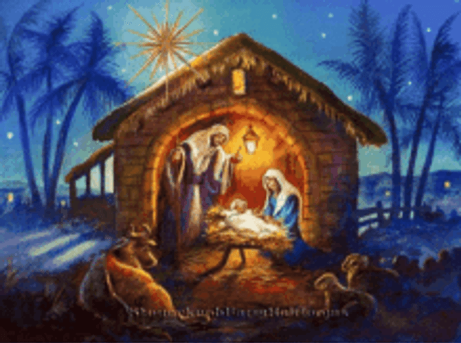 Starry Night Nativity Of Jesus Illustration GIF