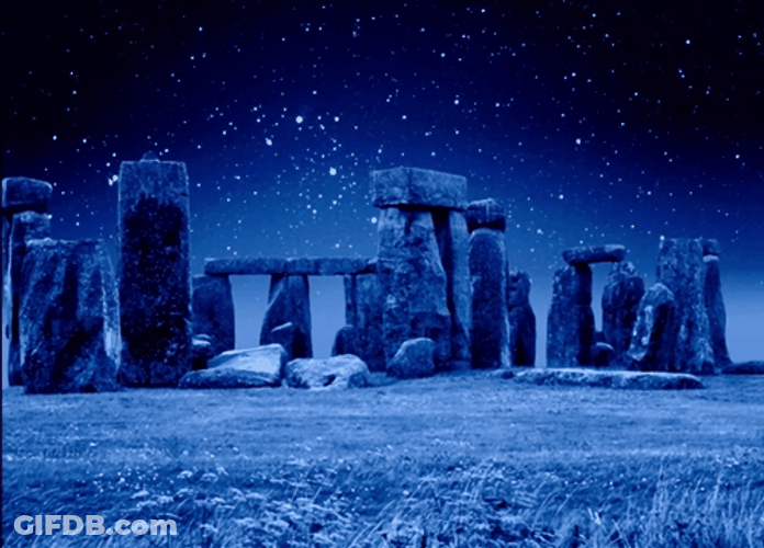 Starry Night Sky Featuring Stonehenge GIF