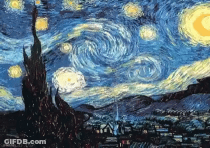 Starry Night Sky With City GIF