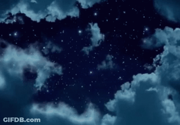 Starry Night Sky With Clouds In Motion GIF