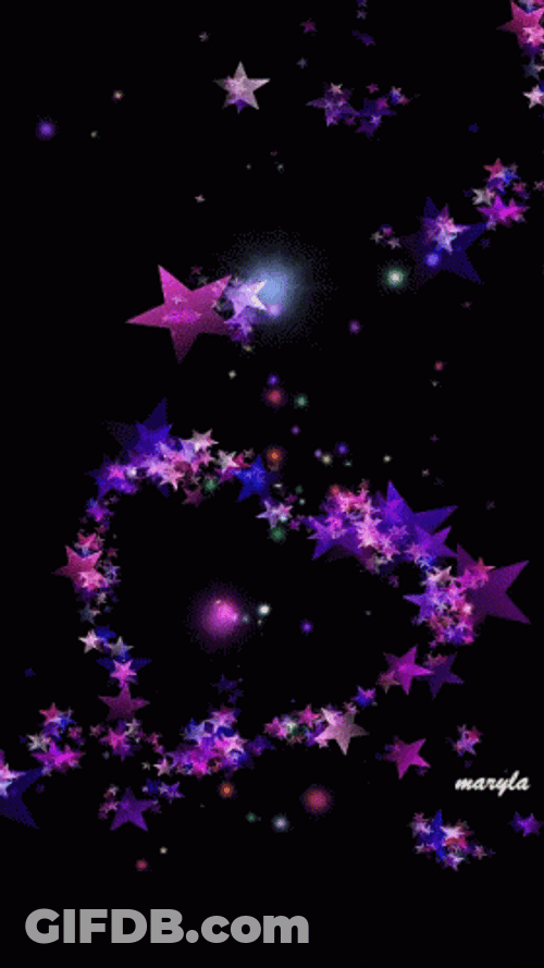 Stars Glowing Heart Shaped GIF
