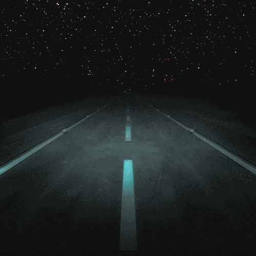 Stars Twinkling Road Lines Shown GIF