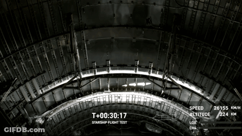 Starship Flight Test T+00:30:18 GIF