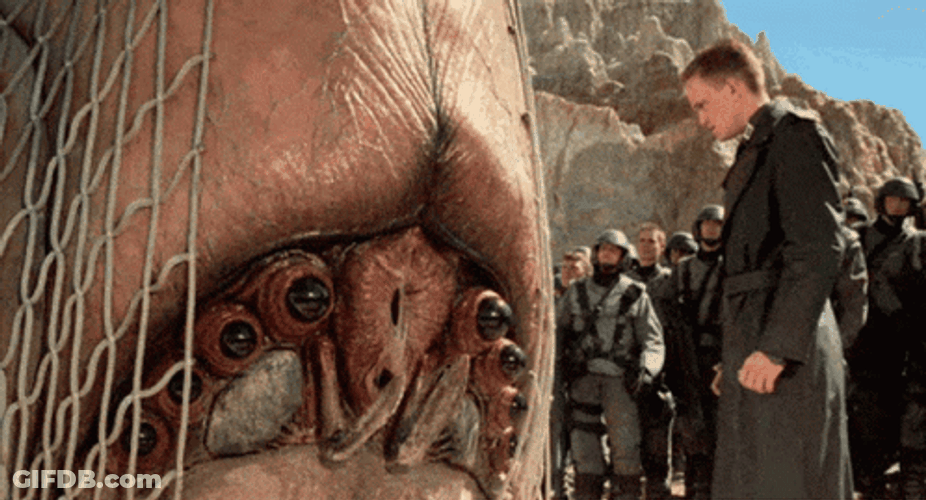 Starship Troopers Neil Patrick Harris Touching Brain Bug GIF