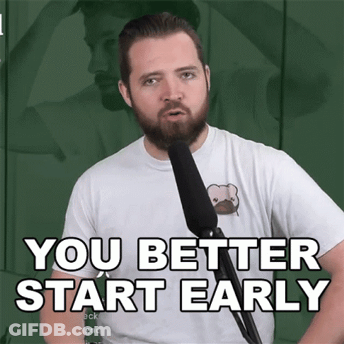 Starting Soon Bricky Says You Better Start Early GIF