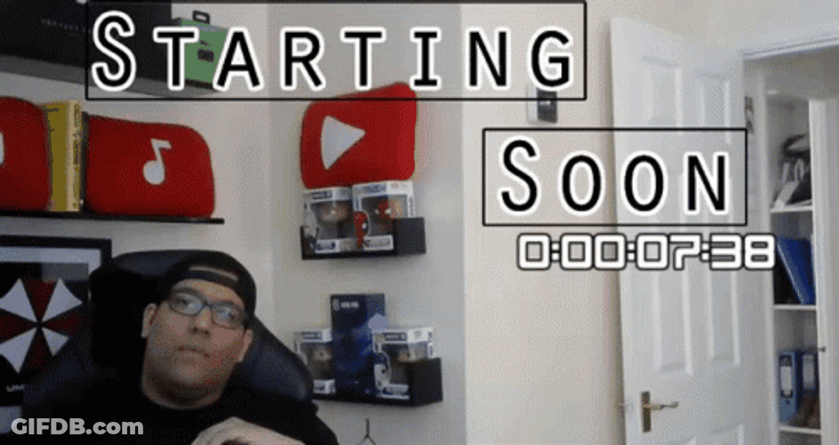 Starting Soon Nodding Man On Chair GIF