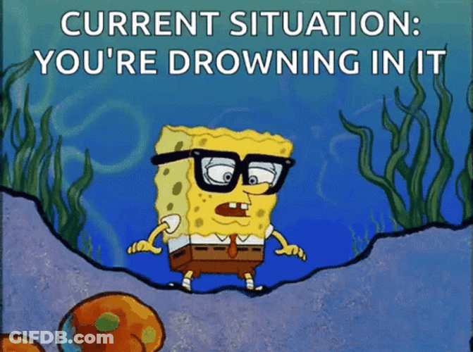 Startled Spongebob Drowning In Water GIF