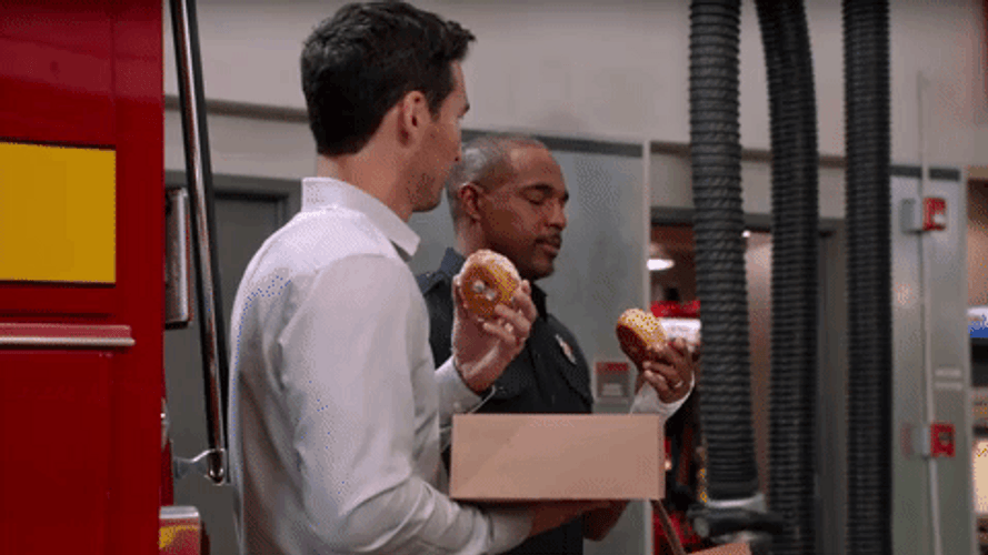 Station 19 Travis Montgomery Eating Donut GIF