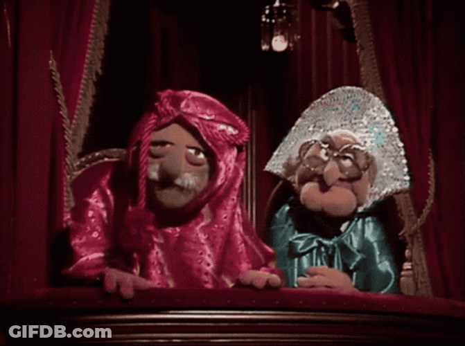 Statler And Waldorf In Costumes GIF