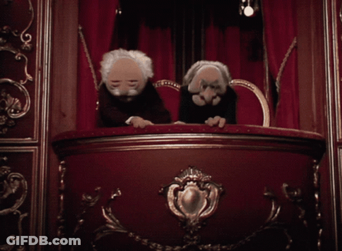 Statler And Waldorf Listening To Each Other GIF