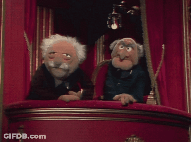 Statler And Waldorf Talking At Balcony GIF