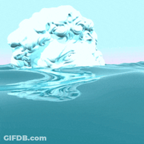 Statue Floating On Blue Wave GIF