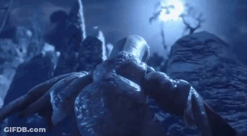 Statue In Dark With Blue Light GIF