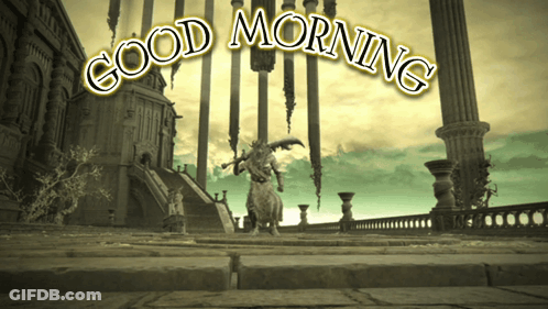 Statue In Front Of Building Good Morning GIF