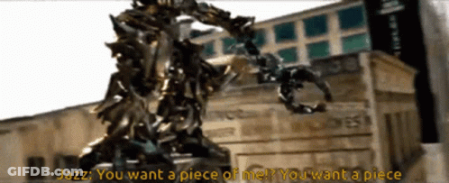 Statue In Front Of Building Saying Jazz You Want A Piece Of Me GIF