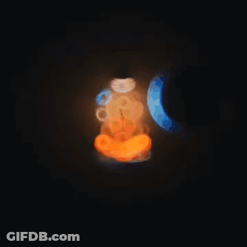 Statue In Lotus Position On Planet Surrounded By Planets GIF