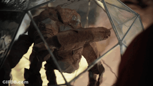 Statue Of A Man Behind Glass Cube GIF