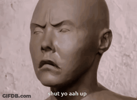 Statue Of A Man Saying Shut Yo Aah Up GIF