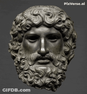 Statue Of Bearded Man Smiling GIF