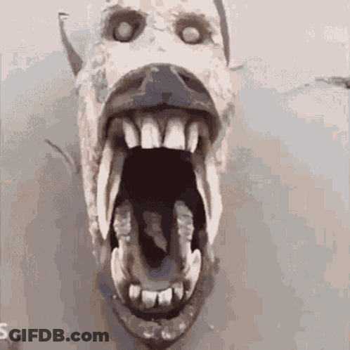 Statue Of Horse With Mouth Open Showing Teeth GIF