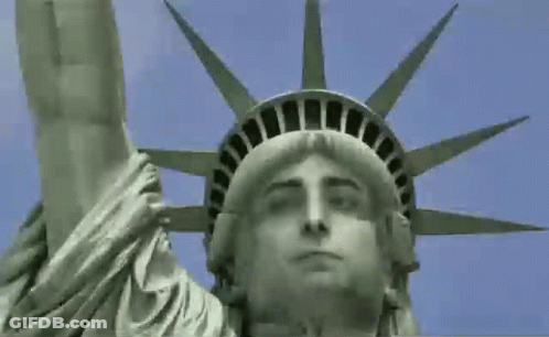 Statue Of Liberty Face Blue Sky GIF
