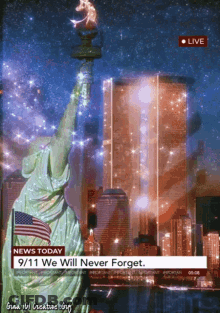 Statue Of Liberty Holding Torch 9/11 We Will Never Forget GIF