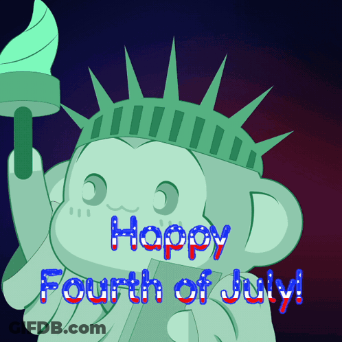 Statue Of Liberty Holding Torch Happy Fourth Of July GIF