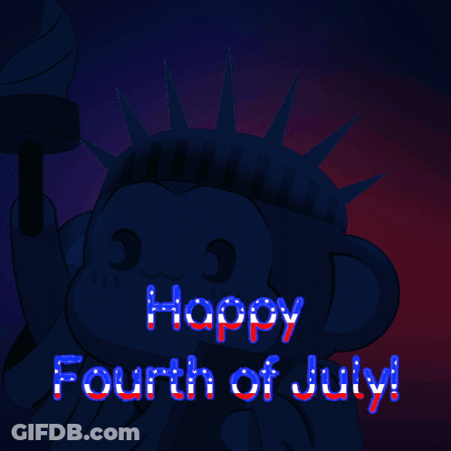 Statue Of Liberty Holding Torch Happy Fourth Of July GIF