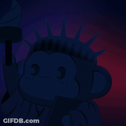 Statue Of Liberty Holding Torch In Front Of Fireworks GIF