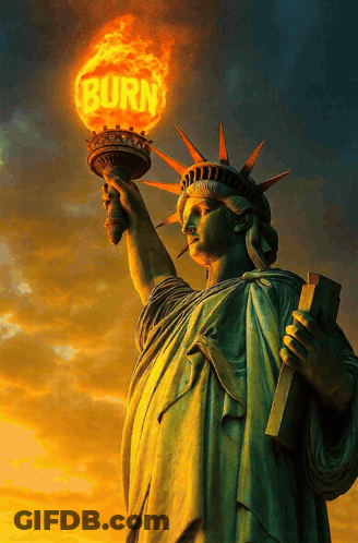Statue Of Liberty Holding Torch Saying Burn GIF