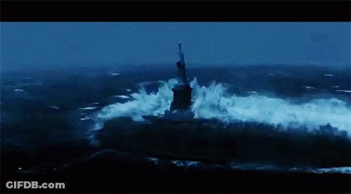 Statue Of Liberty In Storm With Lightning GIF