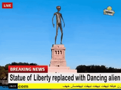 Statue Of Liberty Replaced With Alien GIF