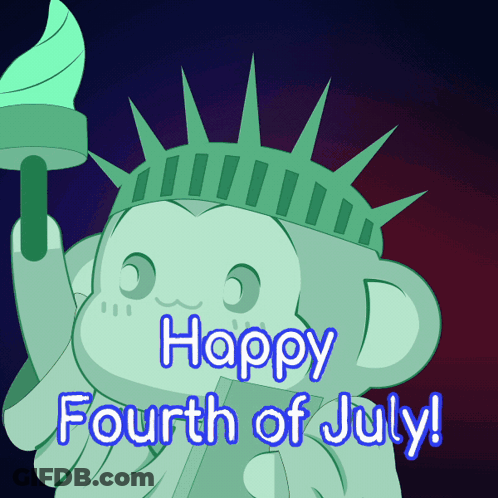 Statue Of Liberty Saying Happy Fourth Of July GIF
