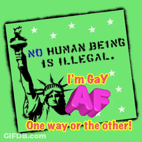 Statue Of Liberty Saying No Human Being Is Illegal GIF