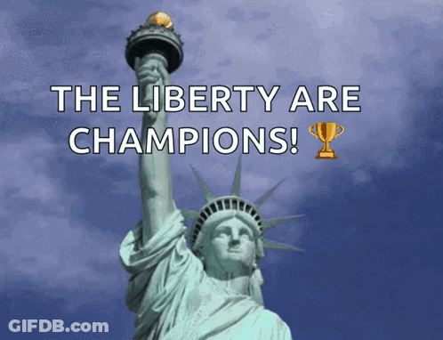 Statue Of Liberty Saying The Liberty Are Champions GIF