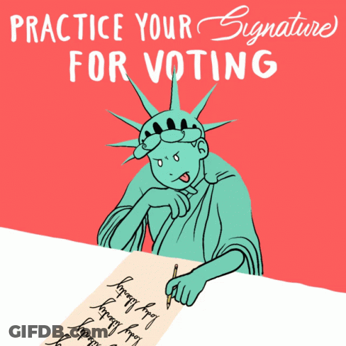 Statue Of Liberty Signing Paper GIF