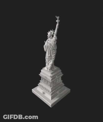 Statue Of Liberty Sitting On White Square GIF