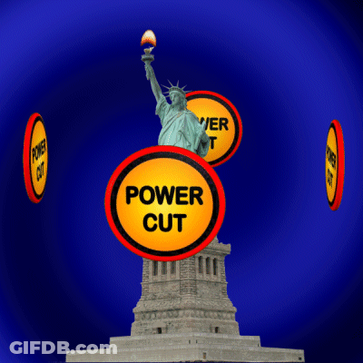 Statue Of Liberty Surrounded By Power Cut Circles GIF