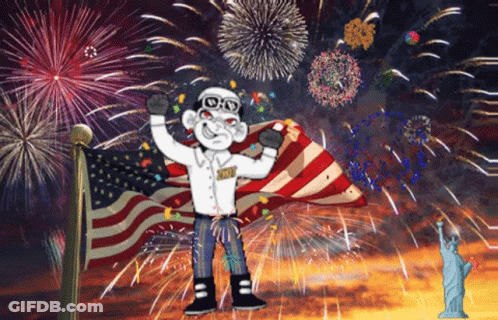 Statue Of Liberty With Fireworks Display GIF