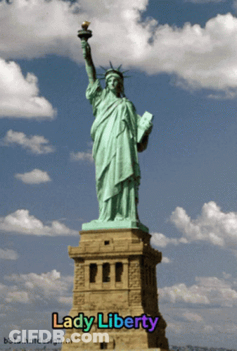 Statue Of Liberty With Lady Liberty Written GIF