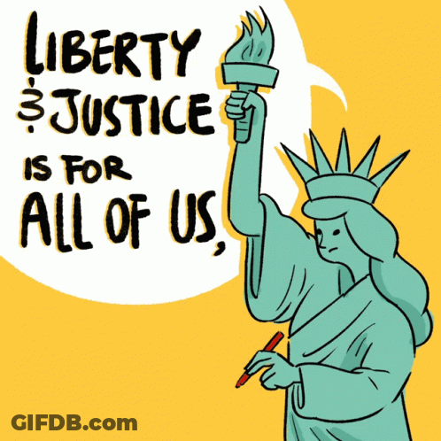 Statue Of Liberty With Liberty And Justice For All GIF
