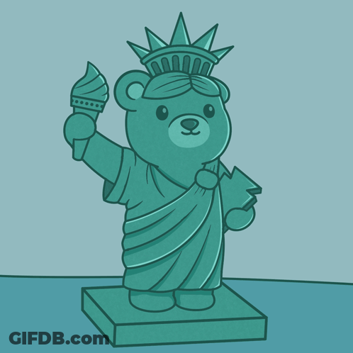 Statue Of Liberty With Teddy Bear Holding Torch GIF