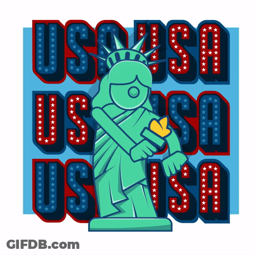 Statue Of Liberty With USA Letters GIF