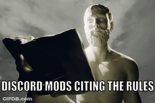 Statue Of Man Holding Book Saying Discord Rules GIF