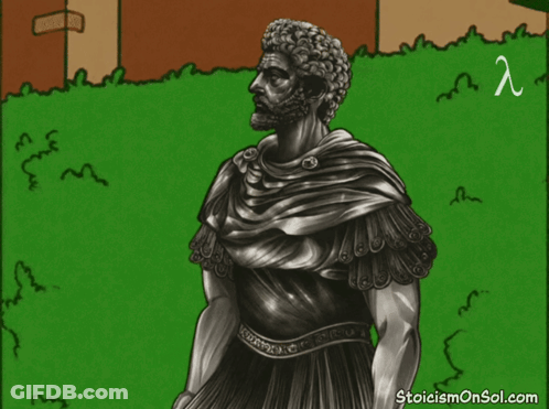 Statue Of Man Laying On Ground With Stoicismonsol.com GIF