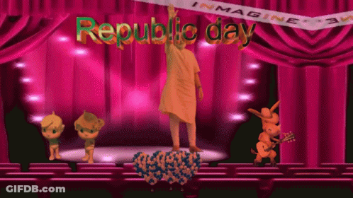 Statue Of Man On Stage With Republic Day GIF