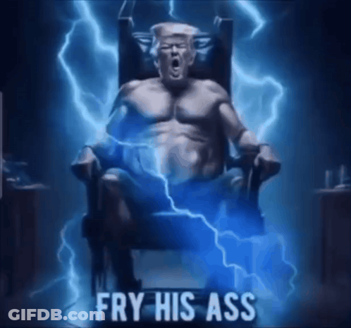 Statue Of Man Sitting In Chair Saying Fry His Ass GIF
