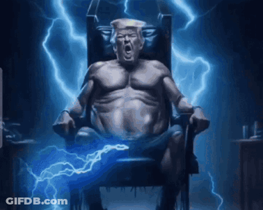 Statue Of Man Sitting In Chair With Lightning GIF