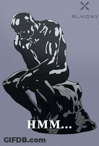 Statue Of Man Sitting On Rock Saying Hmm GIF